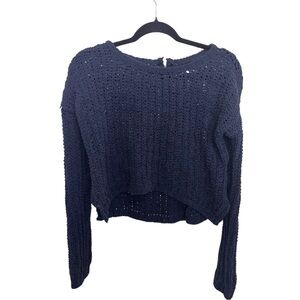 Abercrombie Chunky Knit Blue Sweater with Zipper Back, Size Small